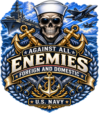 Against All Enemies Vinyl Sticker (Matte) - Navy